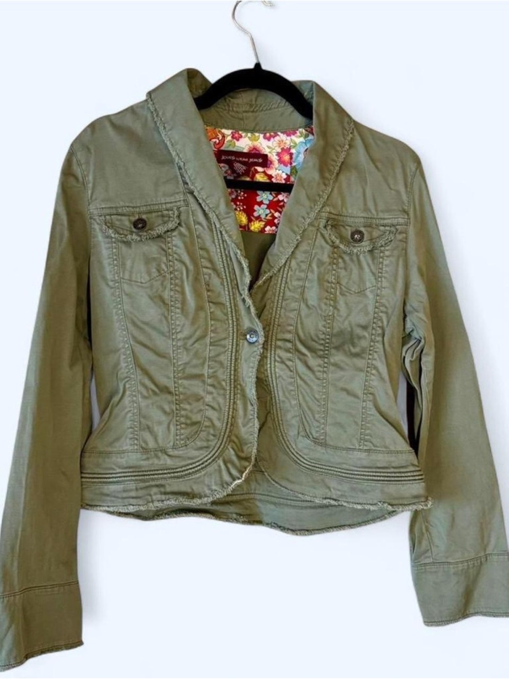Jones Wear Olive Jacket with Floral Lining